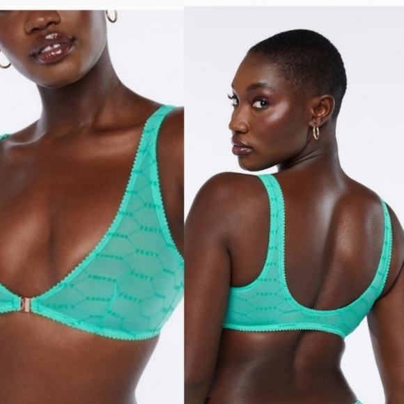 Savage x Fenty Flocked Logo Bralette - Large - Green Lagoon - Picture 3 of 3
